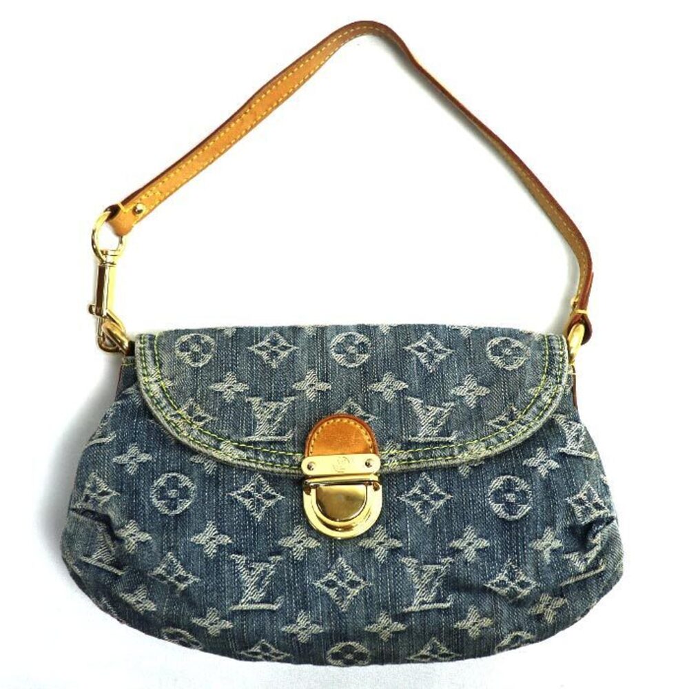 LOUIS VUITTON Pleaty Denim Shoulder Bag Blue